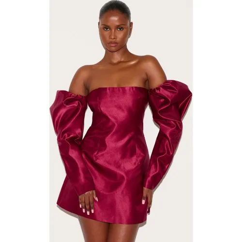 Robe droite à jupe trapèze et manches bouffantes oversize - PrettyLittleThing - Modalova