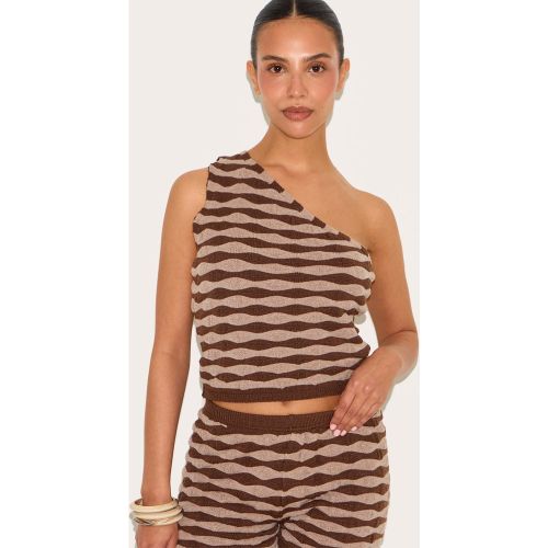 Petite Top ajusté en maille tricot à rayures et épaule unique - PrettyLittleThing - Modalova