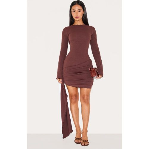 Petite Mini robe moulante côtelée à détail drapé - PrettyLittleThing - Modalova