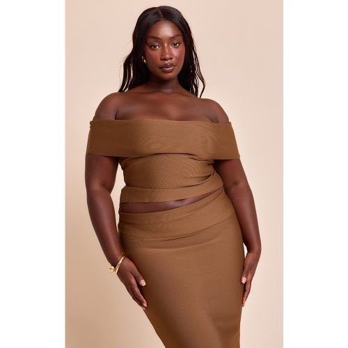 Plus Top de tailleur style bandage en maille tricot à détail replié asymétrique - PrettyLittleThing - Modalova