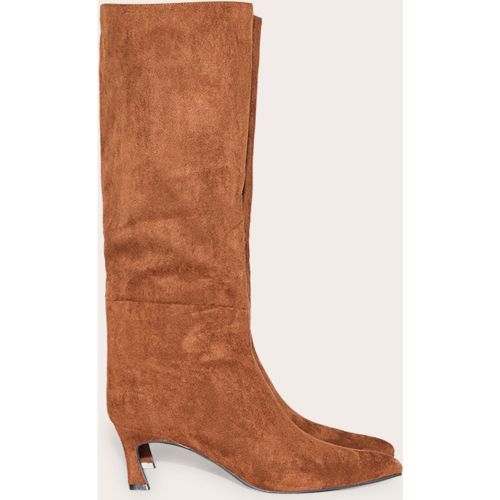 Bottes hautes en suédine à talon moyen et bout pointu - PrettyLittleThing - Modalova