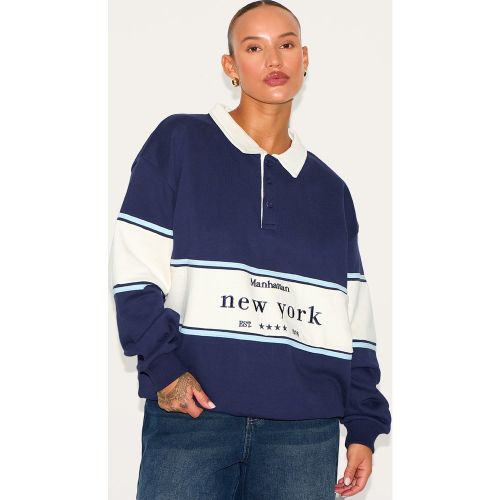 Plus Sweat deluxe brodé "New York" à col contrastant - PrettyLittleThing - Modalova