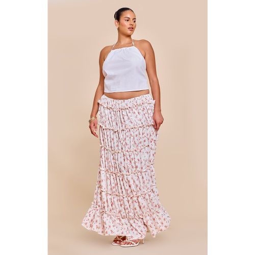Plus Jupe longue imprimé petites fleurs à étages - PrettyLittleThing - Modalova