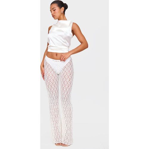 Pantalon droit en dentelle blanche à taille mi-haute - PrettyLittleThing - Modalova