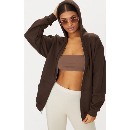 Hoodie chocolat oversize à zip sur le devant - PrettyLittleThing - Modalova