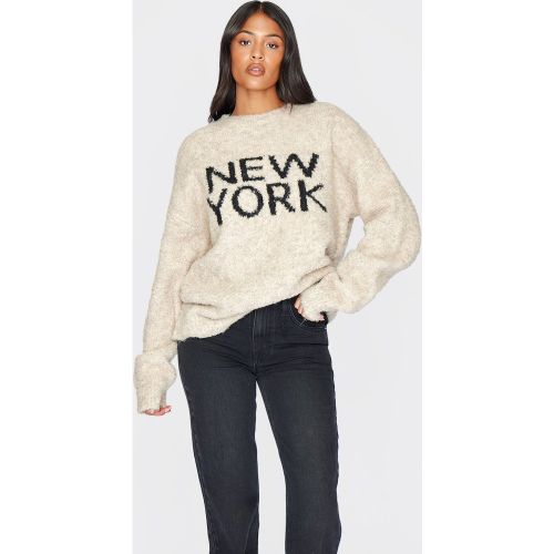 Tall Pull oversize en maille torsadée imprimé "New York" - PrettyLittleThing - Modalova