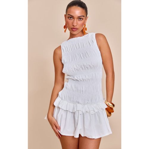 Robe de tailleur droite blanche froncée à volants | Taille 36 - PrettyLittleThing - Modalova