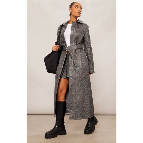 Trench en PU deluxe gris à détail zips - PrettyLittleThing - Modalova