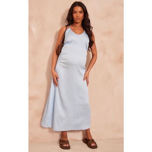 Maternité Robe de grossesse longue satinée texturée à décolleté plongeant - PrettyLittleThing - Modalova