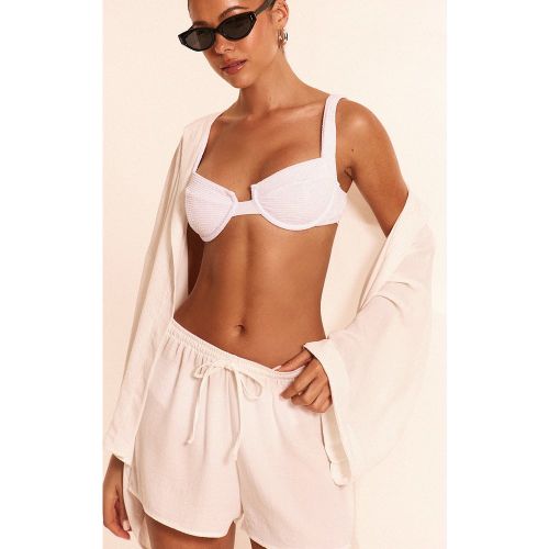 Short de plage fluide en effet lin à cordons ajustables - PrettyLittleThing - Modalova