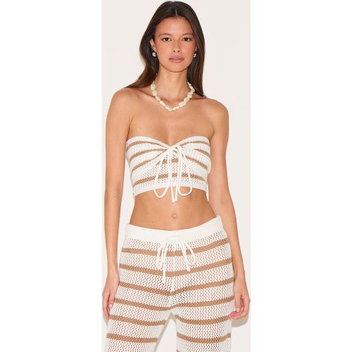 Top bandeau en maille style crochet à rayures - PrettyLittleThing - Modalova