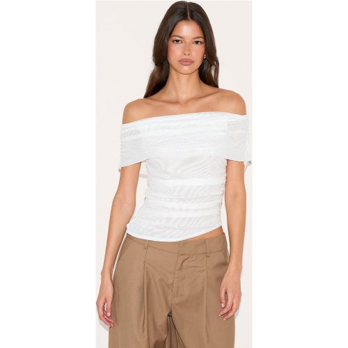 Top bustier en mesh froncé à détail replié | Taille 38 - PrettyLittleThing - Modalova