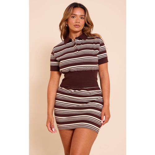Shape Mini robe rayée à col polo et taille cintrée - PrettyLittleThing - Modalova