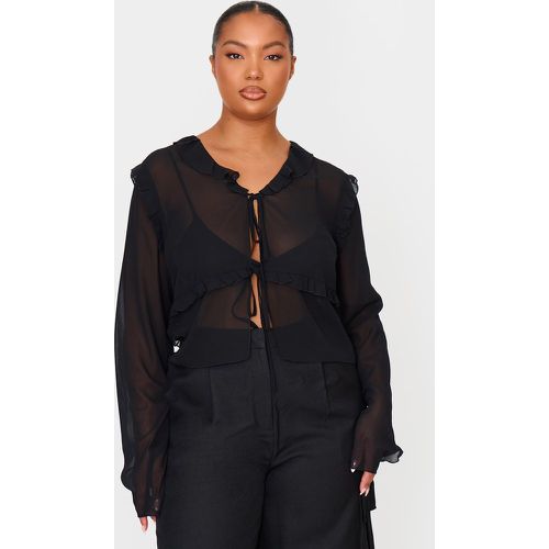 Plus Blouse ajustée en mousseline de soie à nouer devant - PrettyLittleThing - Modalova