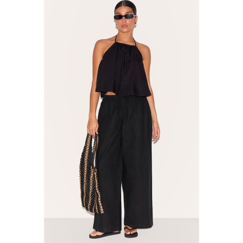 Petite Pantalon en effet lin à cordons ajustables - PrettyLittleThing - Modalova