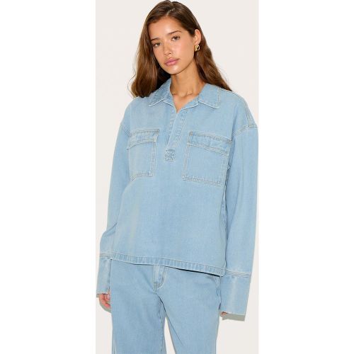 Chemise ample style rugby en jean à manches longues - PrettyLittleThing - Modalova