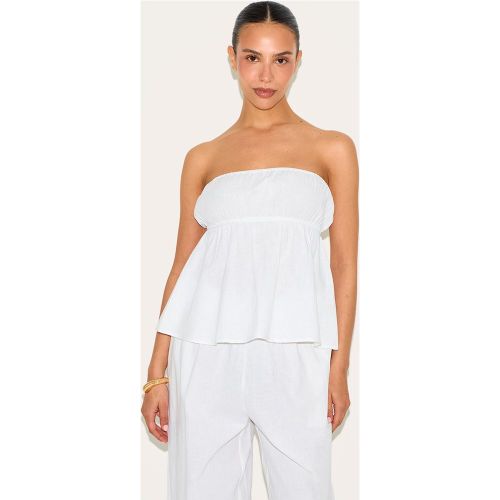 Petite Top bustier péplum en effet lin - PrettyLittleThing - Modalova