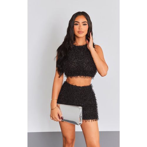 Petite Crop top en plumes pailletées - PrettyLittleThing - Modalova