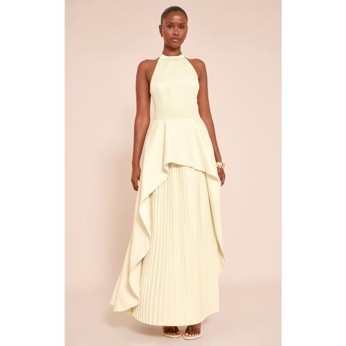 Robe longue tissée plissée à dos nu et partie superposée - PrettyLittleThing - Modalova