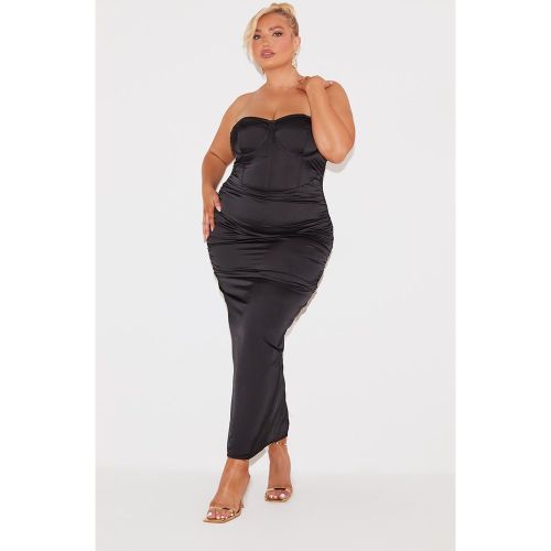 Plus Robe longue satinée à fronces et détail bonnets - PrettyLittleThing - Modalova