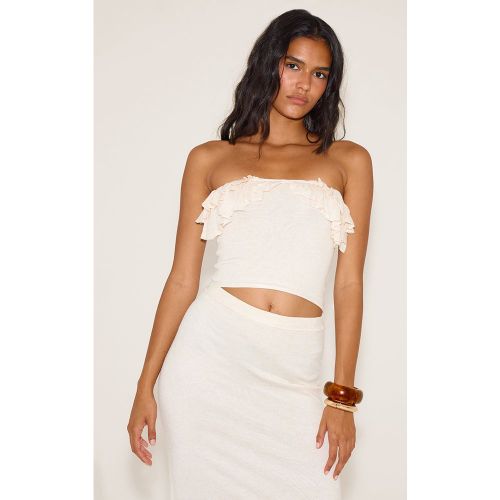 Top bustier en maille fine à volants - PrettyLittleThing - Modalova
