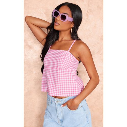 Crop top imprimé vichy à dos ouvert et bretelles - PrettyLittleThing - Modalova