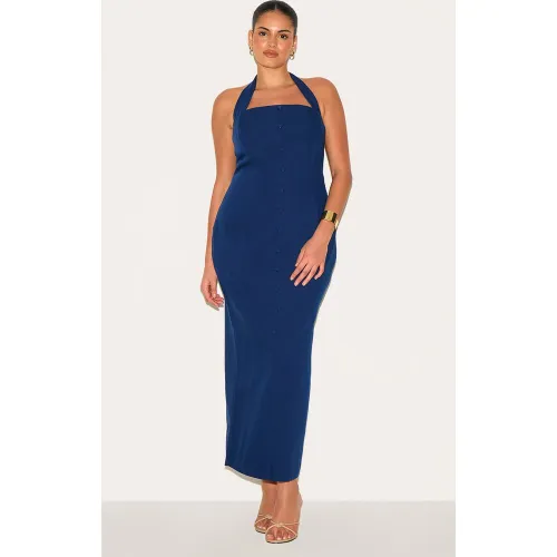 Plus Robe longue tissée à dos nu et boutons - PrettyLittleThing - Modalova