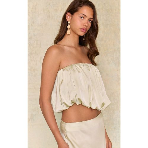 Top bustier bouffant satiné vert menthe - PrettyLittleThing - Modalova