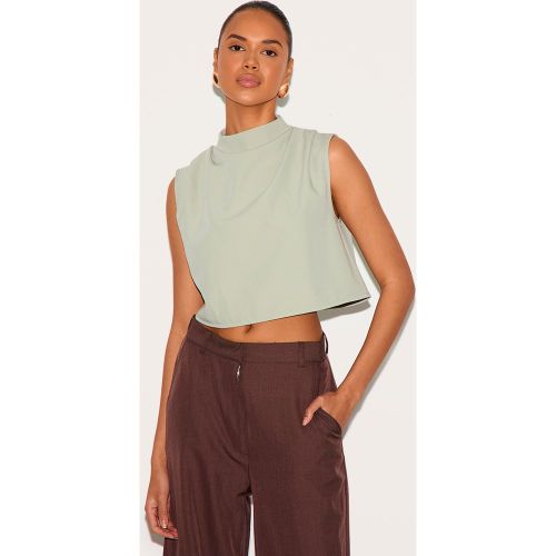 Top tissé plissé à épaules carrées - PrettyLittleThing - Modalova