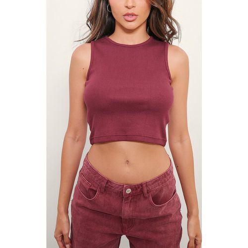 Crop top deluxe côtelé à col nageur - PrettyLittleThing - Modalova