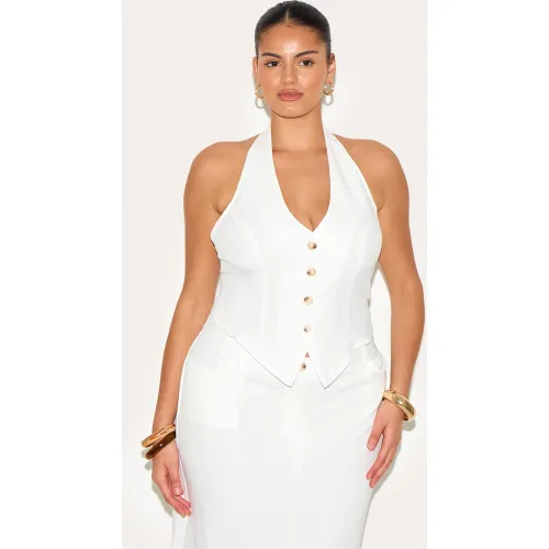 Plus Gilet de tailleur tissé à dos nu ouvert - PrettyLittleThing - Modalova