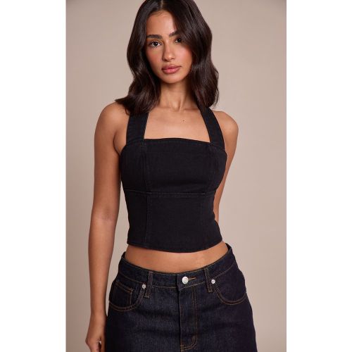 Petite Top en jean à dos nu | Taille 30 - PrettyLittleThing - Modalova