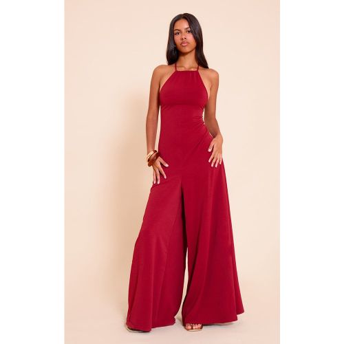 Petite Rouge Foncé Flottante Tissée Dos Nu Très Large Combinaison large - PrettyLittleThing - Modalova