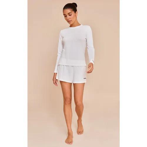 Petite Ensemble de pyjama en pointelle blanche à logo brodé - PrettyLittleThing - Modalova