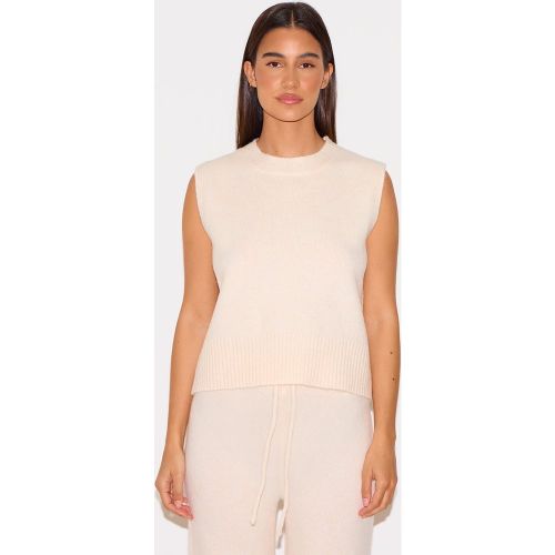 Top en maille tricot douce écru chiné sans manches à col montant - PrettyLittleThing - Modalova