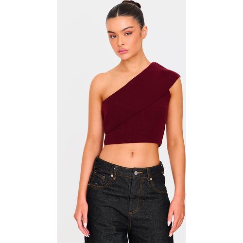 Crop top en maille tricot côtelée douce à épaule unique repliée - PrettyLittleThing - Modalova