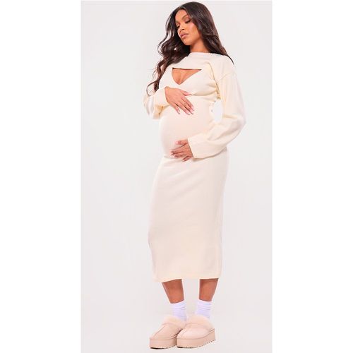 Maternité Robe de grossesse à bretelles fines avec pull très court en maille tricot - PrettyLittleThing - Modalova