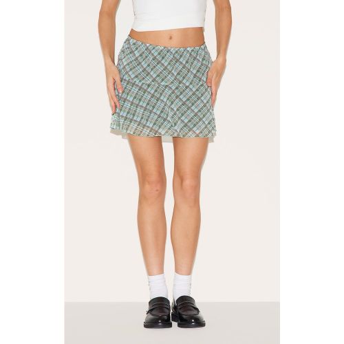 Mini-jupe à carreaux et ourlet volanté | Taille 38 - PrettyLittleThing - Modalova