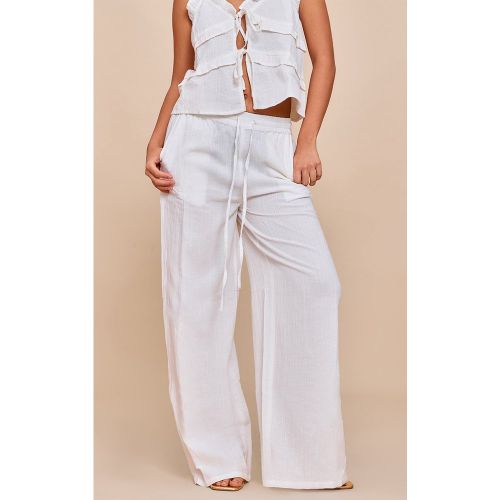 Pantalon large texturé à taille mi-haute - PrettyLittleThing - Modalova
