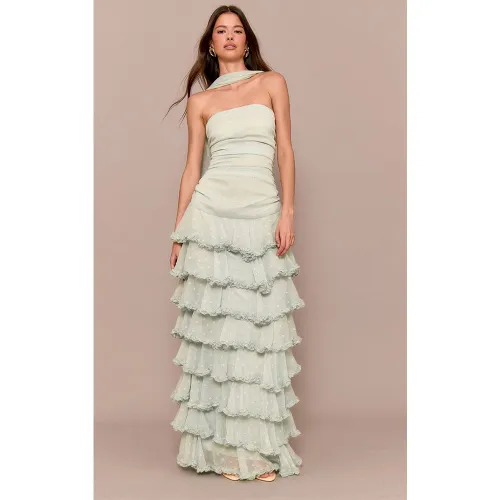 Robe longue en mousseline de soie à étages volantés - PrettyLittleThing - Modalova