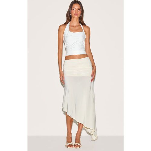 Jupe mi-longue asymétrique moulante doublée froncée - PrettyLittleThing - Modalova