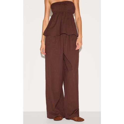 Pantalon large fluide en effet lin - PrettyLittleThing - Modalova