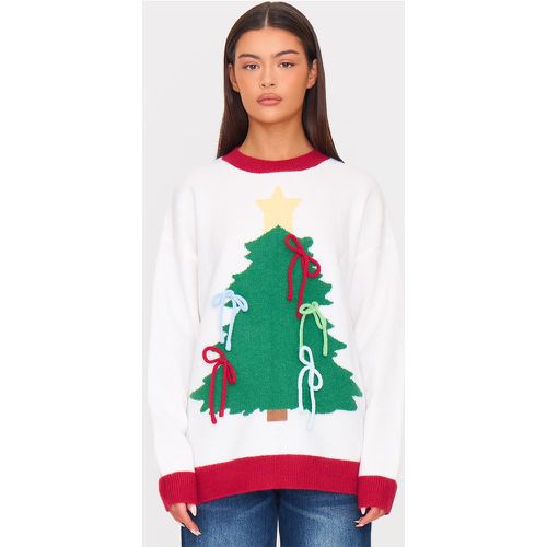 Pull de Noël oversize en maille tricot à sapin de Noël et noeuds - PrettyLittleThing - Modalova