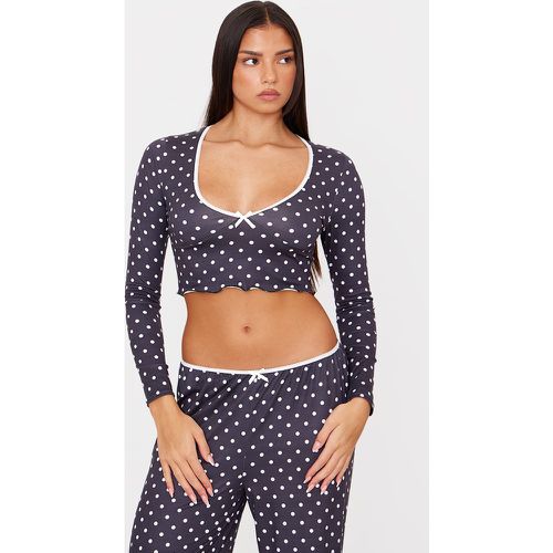 Top de pyjama à pois et manches longues - PrettyLittleThing - Modalova