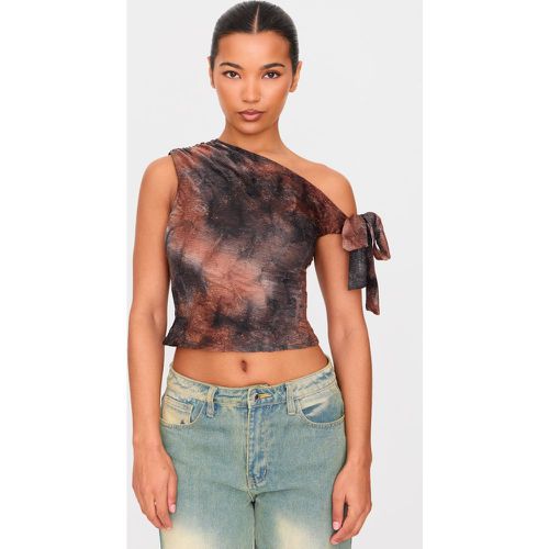 Top long asymétriques en mesh texturée et détail noeud - PrettyLittleThing - Modalova