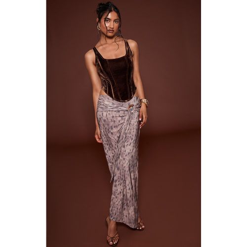 Jupe longue moulante imprimé à empiècement | Taille 38 - PrettyLittleThing - Modalova