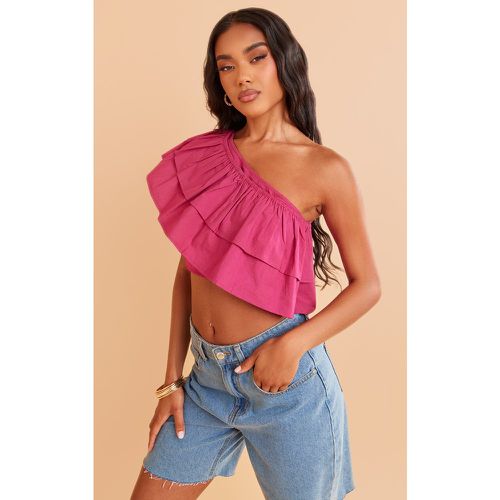 Crop top volanté à épaule unique - PrettyLittleThing - Modalova