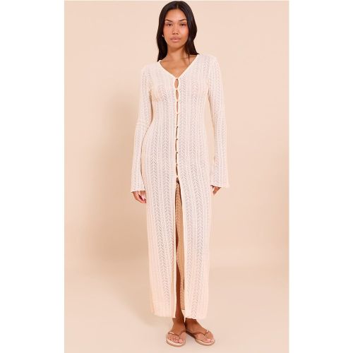 Robe Mi-Longue Texturée Boutonnée À Manches Évasées - PrettyLittleThing - Modalova