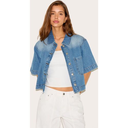 Chemise en jean à manches courtes et poche - PrettyLittleThing - Modalova