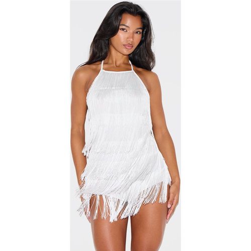 Combishort blanc à franges, Blanc - PrettyLittleThing - Modalova